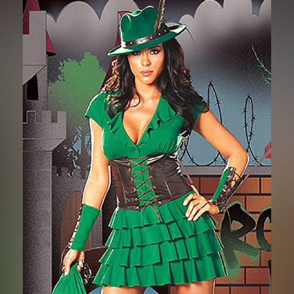 Dreamgirl Other - Dreamgirl Robyn da Hood Costume Dress Fedora Dress Gauntlet Corset Robin Hood M